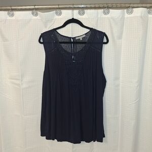 Daniel Rainn Navy Sleeveless Blouse
